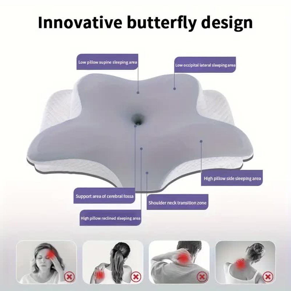 Memory Foam Orthopedic Pillow Neck Pain - Memory Foam Pillows Butterfly Shaped Relaxing