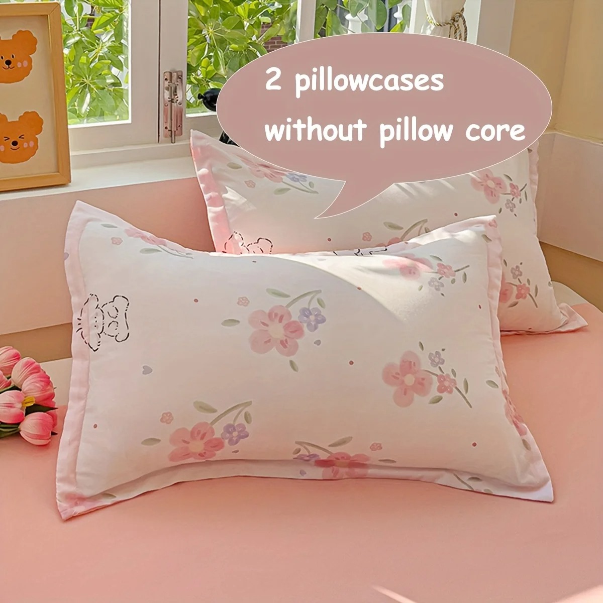 4Pcs Soft Plain Floral Plant P - Duvet Cover Sets With Zipper recension och pris