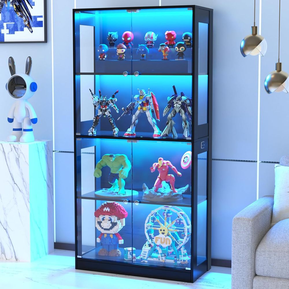 65 Glass Door Display Cabinet, - Lighting recension och pris