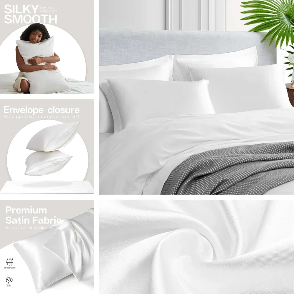 2 Pack Satin Pillowcase for Ha - Satin Silk Pillowcase Hair Skin recension och pris