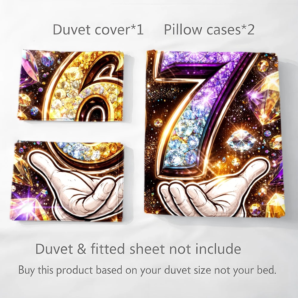 3Pc Luxury Diamond Number 67 D - Duvet Cover Sets With Zipper recension och pris