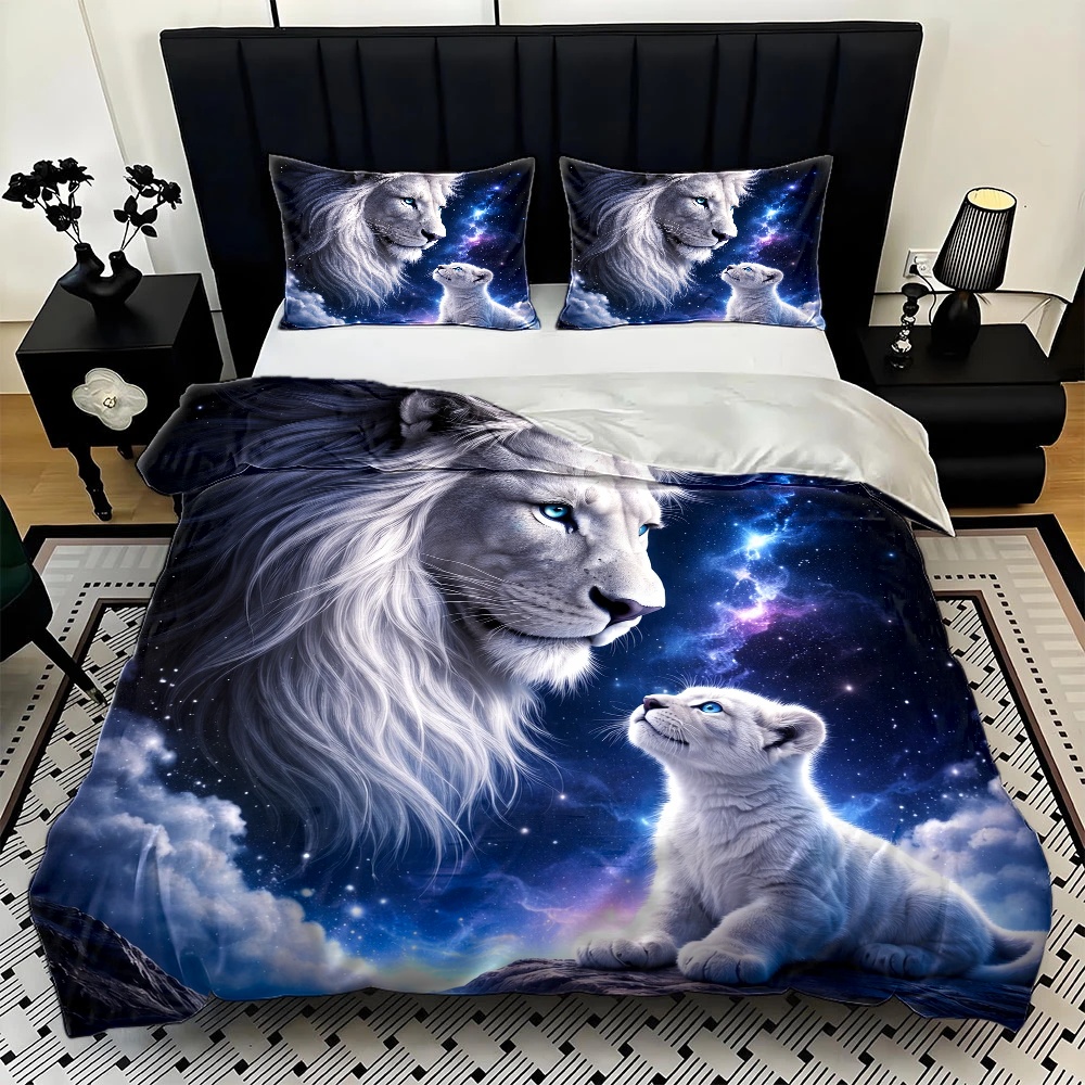 3Pc Starry Sky Lion Parent-Chi - Duvet Cover Sets With Zipper recension och pris
