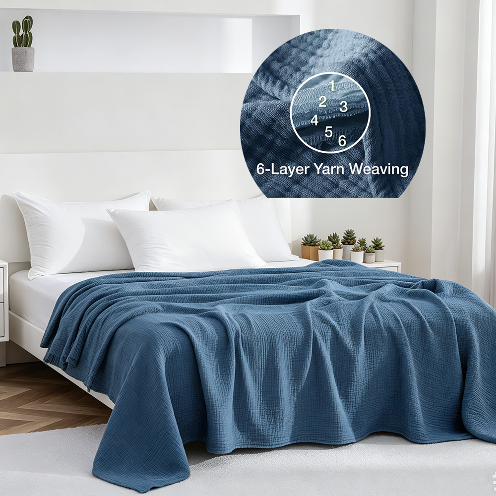 6 Layers Cotton Muslin Blanket - Muslin Cotton Bedspread recension och pris