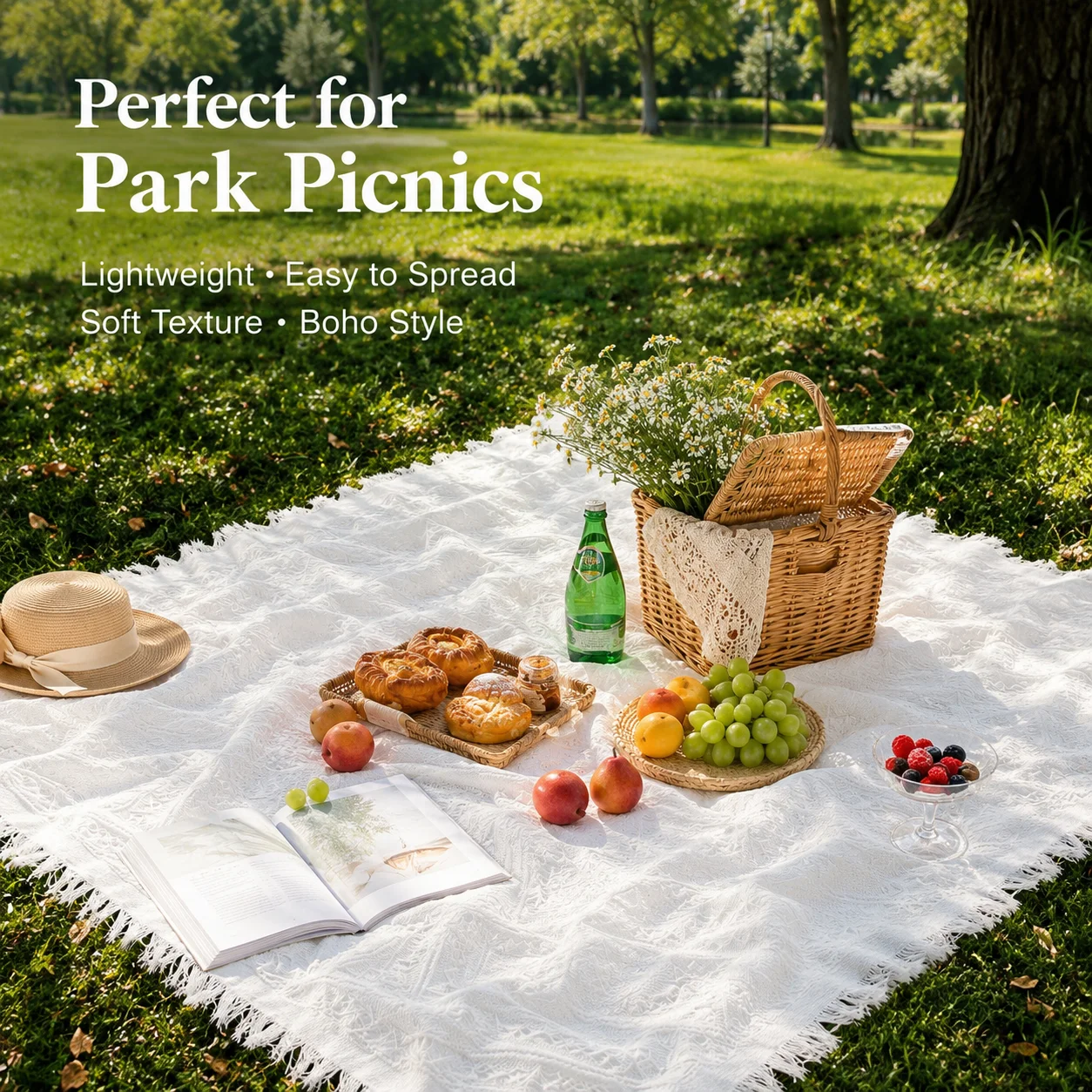 Boho Picnic Blanket Outdoor Ca - Boho Throw Blanket Fringe recension och pris