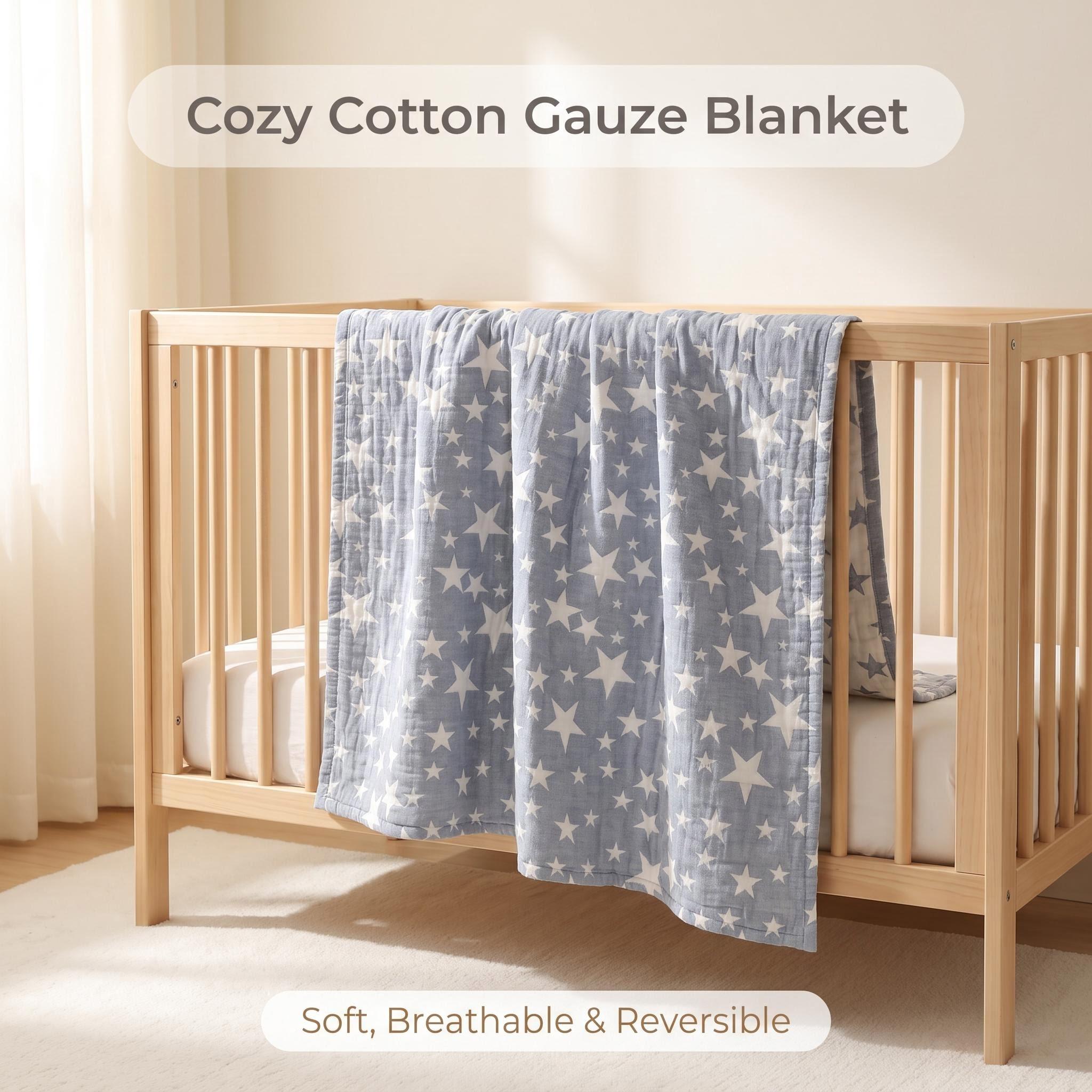 3-Layer Cotton Muslin Throw Bl - Muslin Cotton Bedspread recension och pris