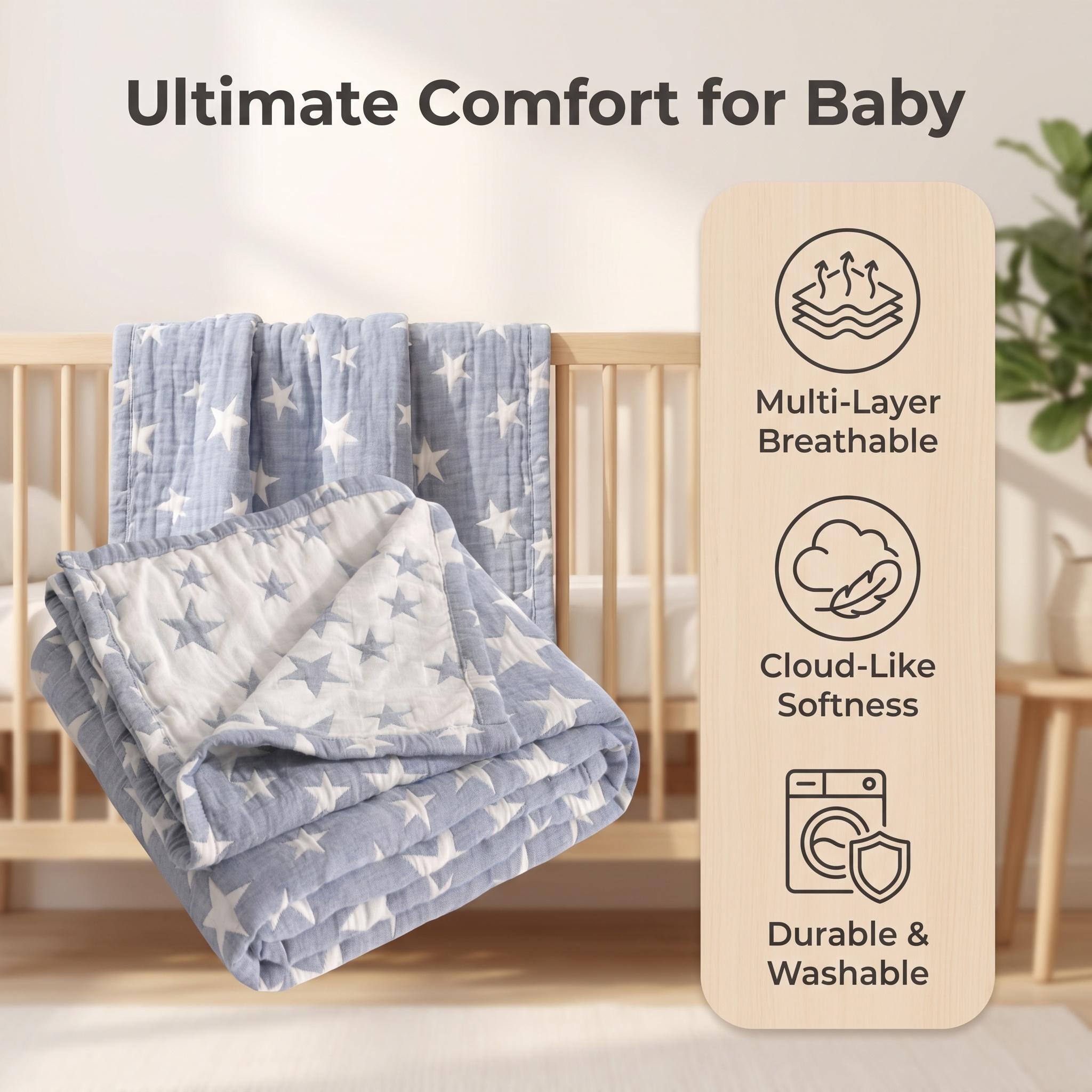 3-Layer Cotton Muslin Throw Bl - Muslin Cotton Bedspread recension och pris