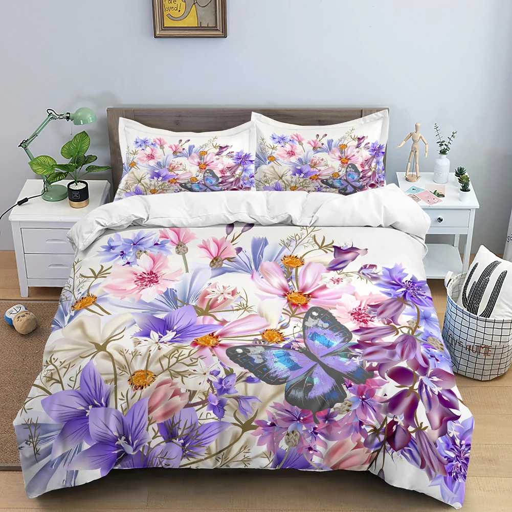 Butterfly Bedding Set 3D Flowe - Duvet Cover Sets With Zipper recension och pris