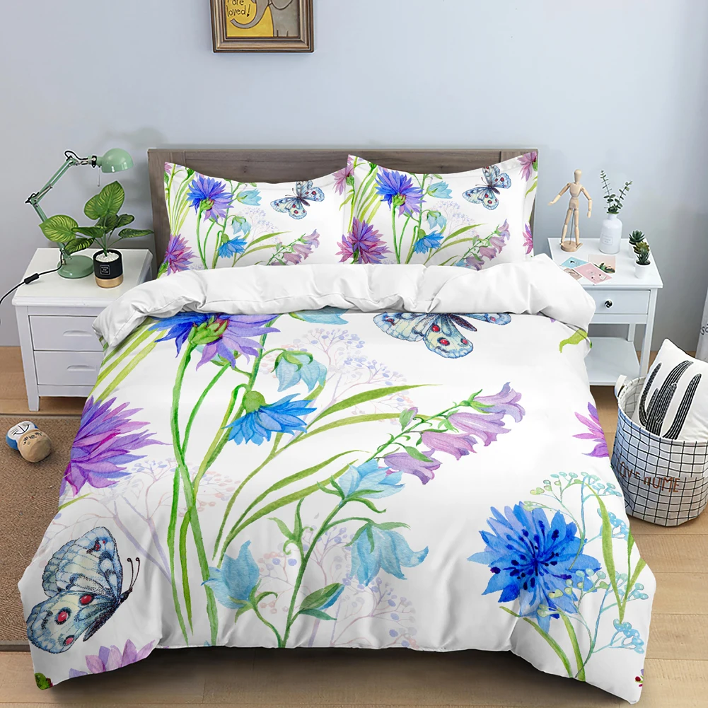 Butterfly Bedding Set 3D Flowe - Duvet Cover Sets With Zipper recension och pris