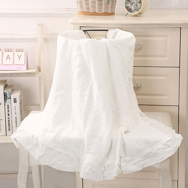 100% Cotton Ruffled Muslin Bla - Muslin Cotton Bedspread recension och pris