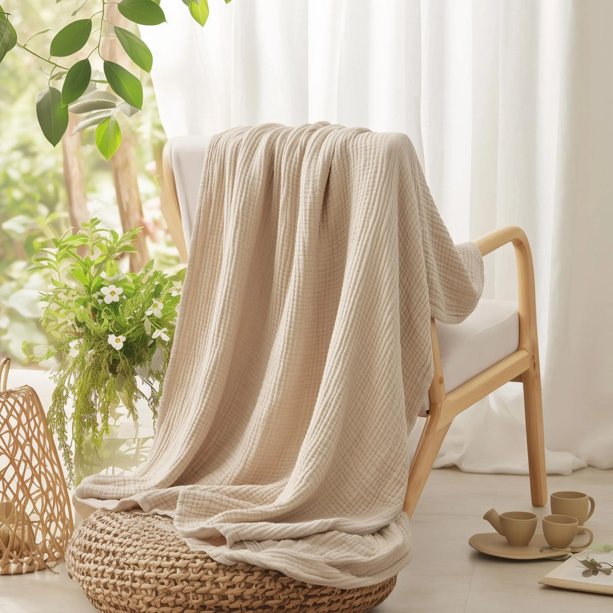 100% Cotton Blanket for Bed So - Muslin Cotton Bedspread recension och pris