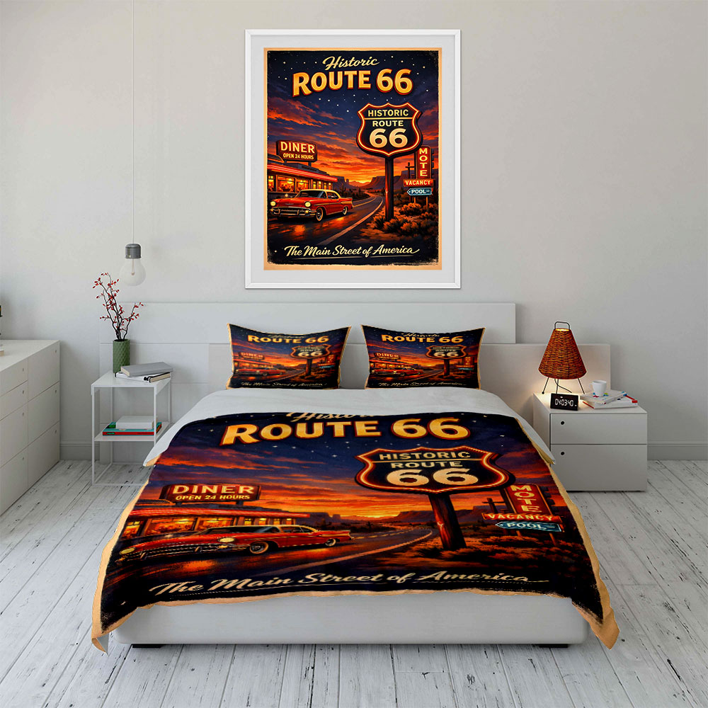 Nostalgic Night on Route 66 Pa - Duvet Cover Sets With Zipper recension och pris