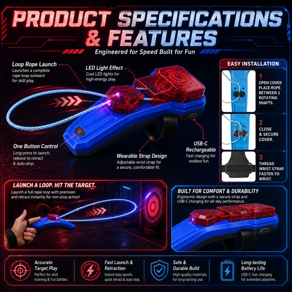 Rope Launcher Spider Web Shoot - Lighting recension och pris