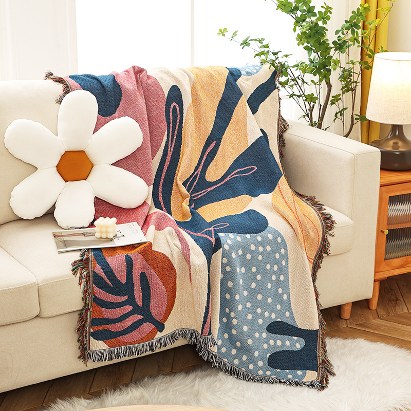 Boho Abstract Botanical Jacqua - Boho Throw Blanket Fringe recension och pris