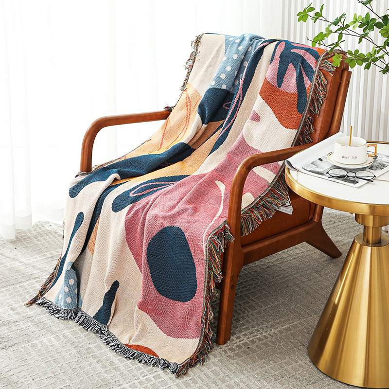 Boho Abstract Botanical Jacqua - Boho Throw Blanket Fringe recension och pris