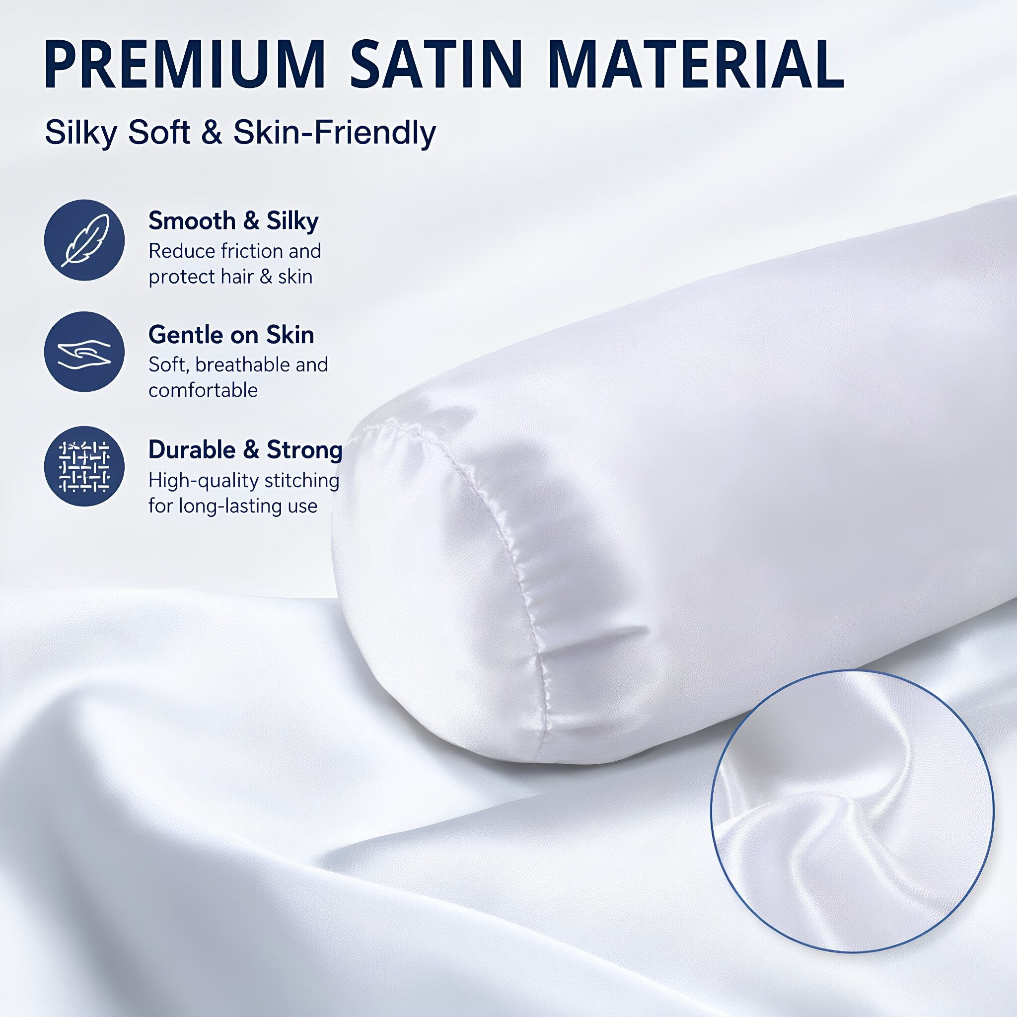 White Satin Neck Roll Pillow C - Satin Silk Pillowcase Hair Skin recension och pris