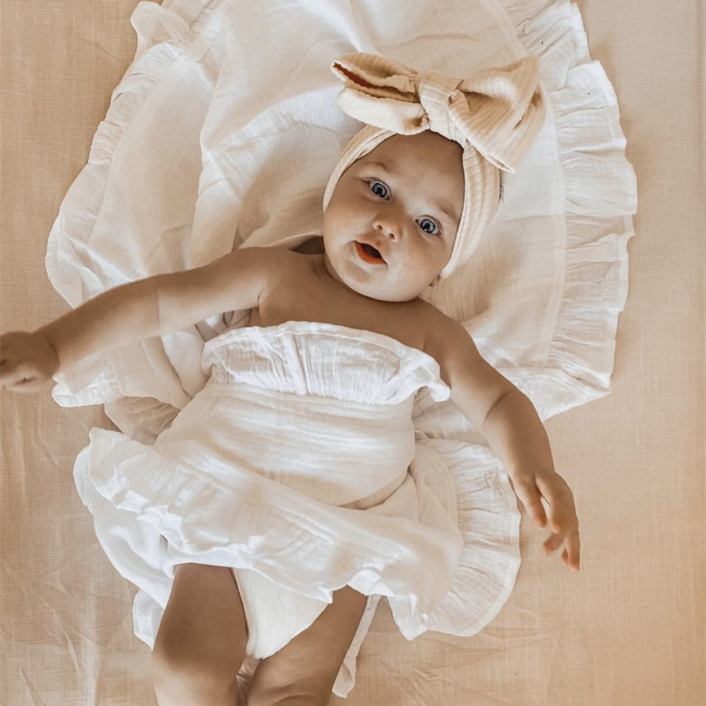 INS Ruffled Muslin Baby Swaddl - Muslin Cotton Bedspread recension och pris